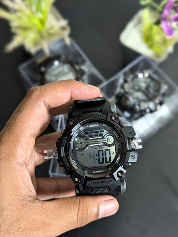 Lasika K-Sport Men's Digital Sports Watch – Green Camouflage Waterproof Military Wristwatch