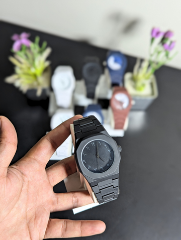 asual Monochrome Watch | Stealth Matte Black Arabic Dial Polymer Dress Watch
