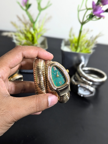 Ladies Trendy Snake Watch - Limited Gold & Silver Edition Watch - Spectacular Dial