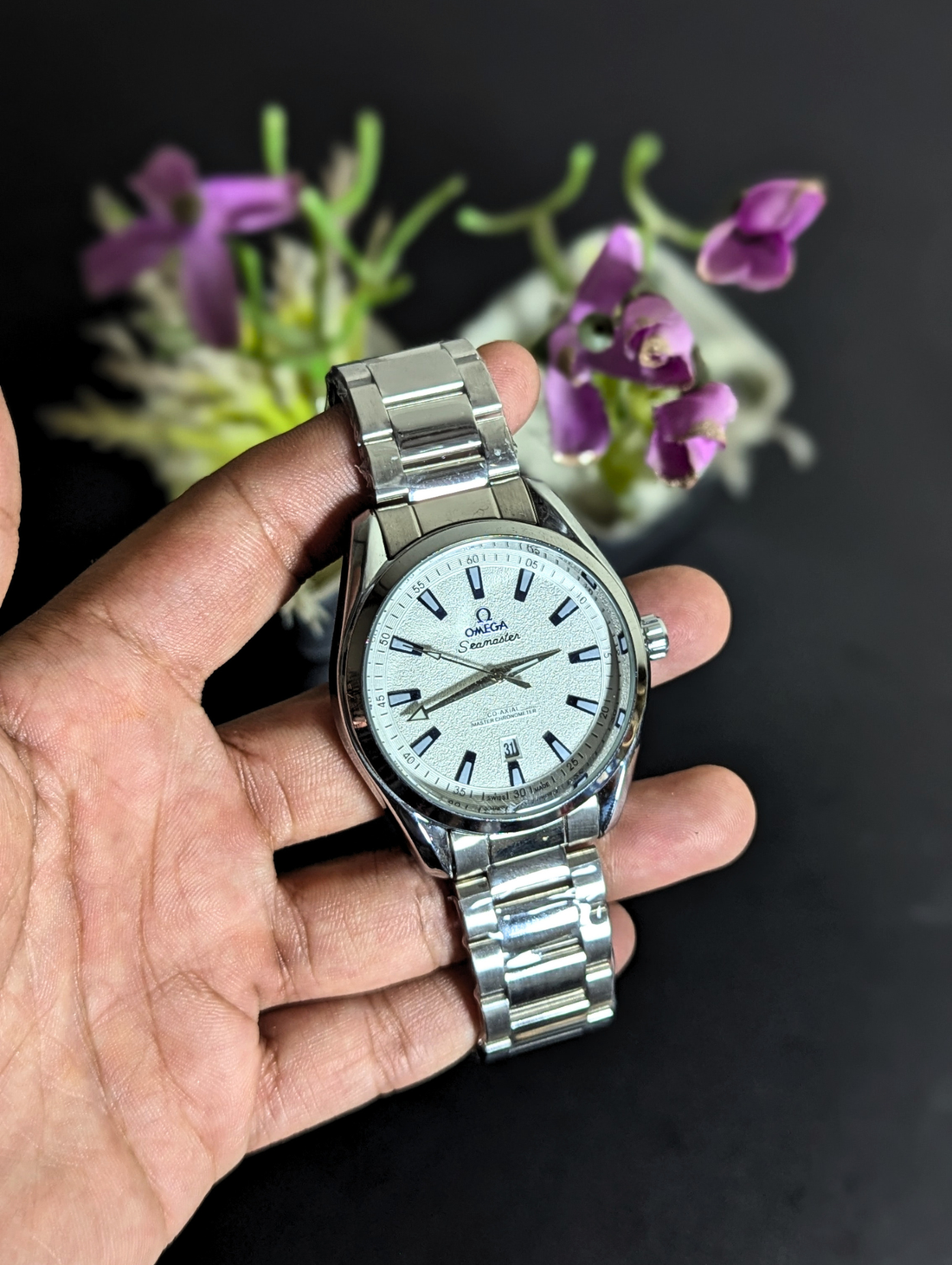 Omega Seamaster Co-Axial Master Chronometer Men's Watch – Stainless Steel Silver Textured Dial