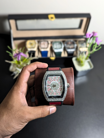 Luxury Bling Diamond Watch | Custom Franck Muller Vanguard Style Fully Iced Hip Hop Wristwatch