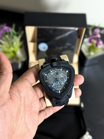 Tonino Lamborghini Spyder Men's Chronograph Watch – All Black Shield Case Rubber Strap