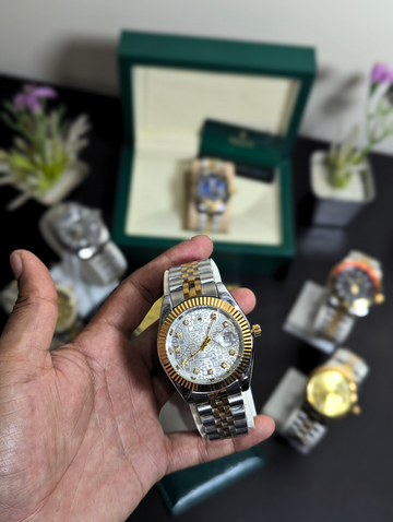 Rolex Datejust Men's Watch – Two Tone Gold Silver Fluted Bezel Anniversary Dial