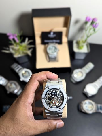 Hublot Big Bang Skeleton Tourbillon Watch for Men – Black Dial Automatic Mechanical Steel Bracelet Luxury Wristwatch